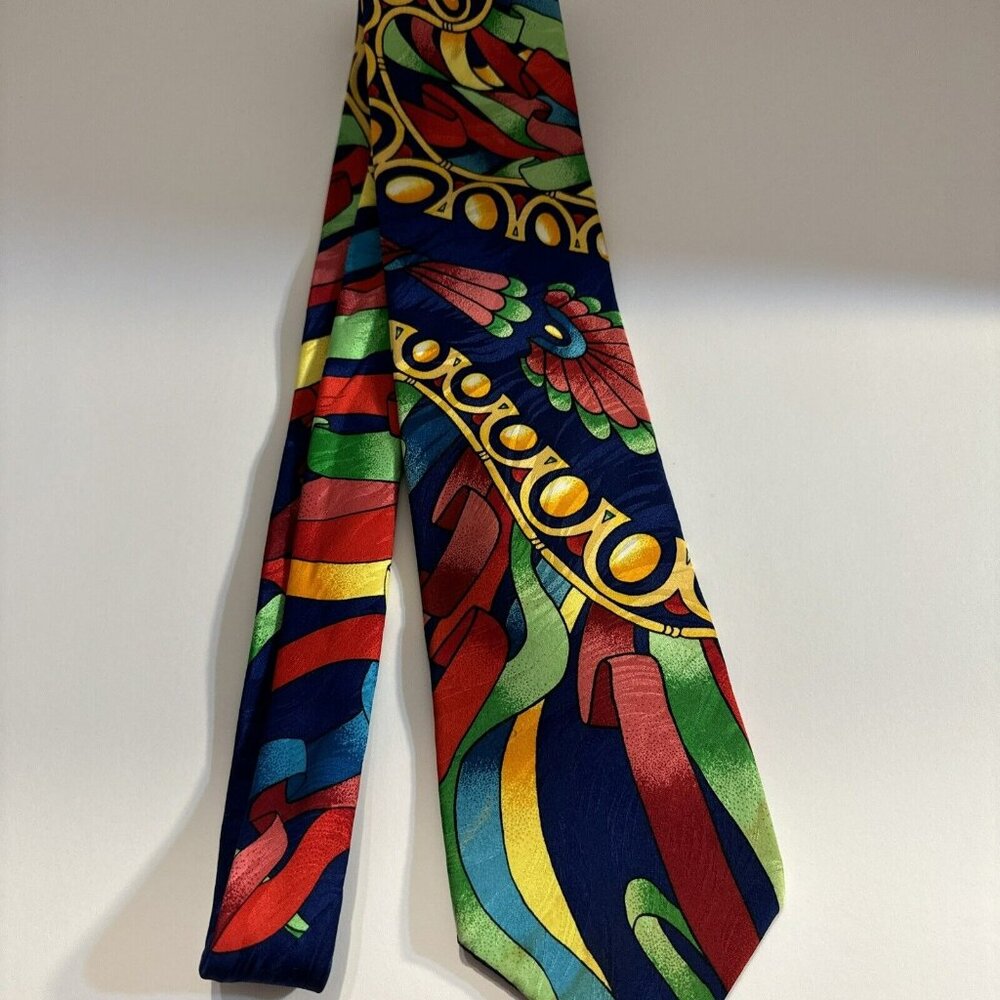RUSH LIMBAUGH ABSTRACT DECO ART W/ CHAIN DESIGNER SILK NECKTIE Holiday Ribbons